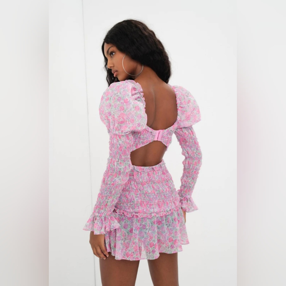 🍋 For Love & Lemons Oakley Mini Dress Size Small 🪻🌷🌼🌻🪷 NWT - Picture 6 of 16